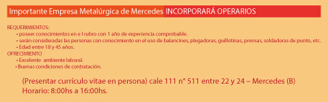 Metalurgica busca empleado