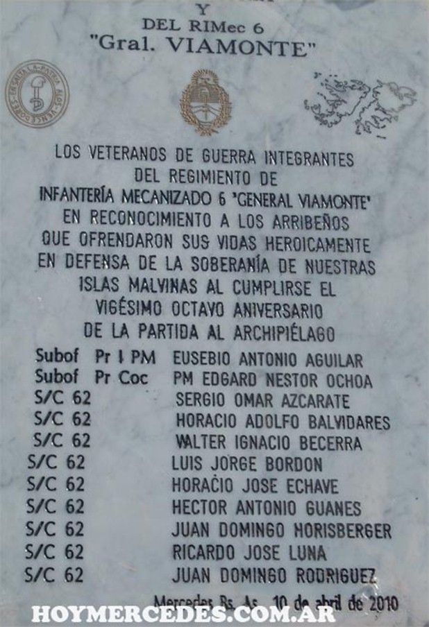 Caidos en Malvinas, Mercedes, Buenos Aires