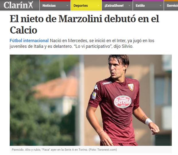 Facundo Quiroga, mercedino la legión, facundo quiroga torino de italia FacundoLescano-Clarin