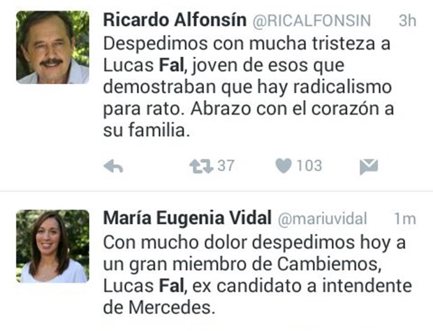 María Eugenia Vidal y Ricardo Alfonsín dedicaron mensajes de aliento.