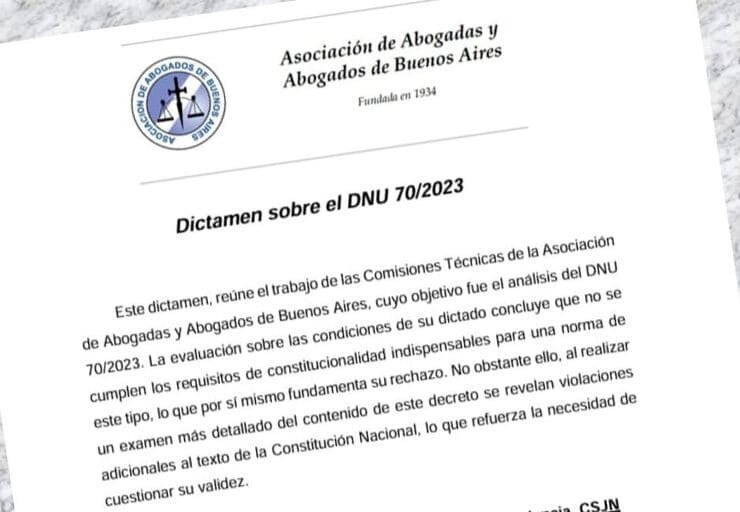 Asociación Abogados Bueno Aires rechaza DNU de Mieli