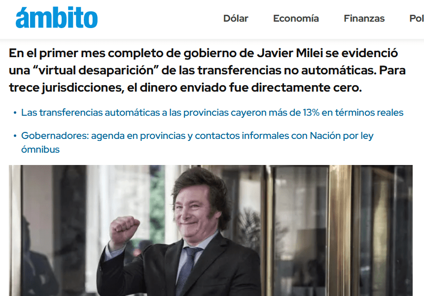 Ajuste de javier milei a las provincias