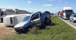 Triple choque en Ruta N°5 entre furgón, camioneta y camión