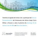 Invitan al acto por el aniversario del último Golpe Cívico Militar