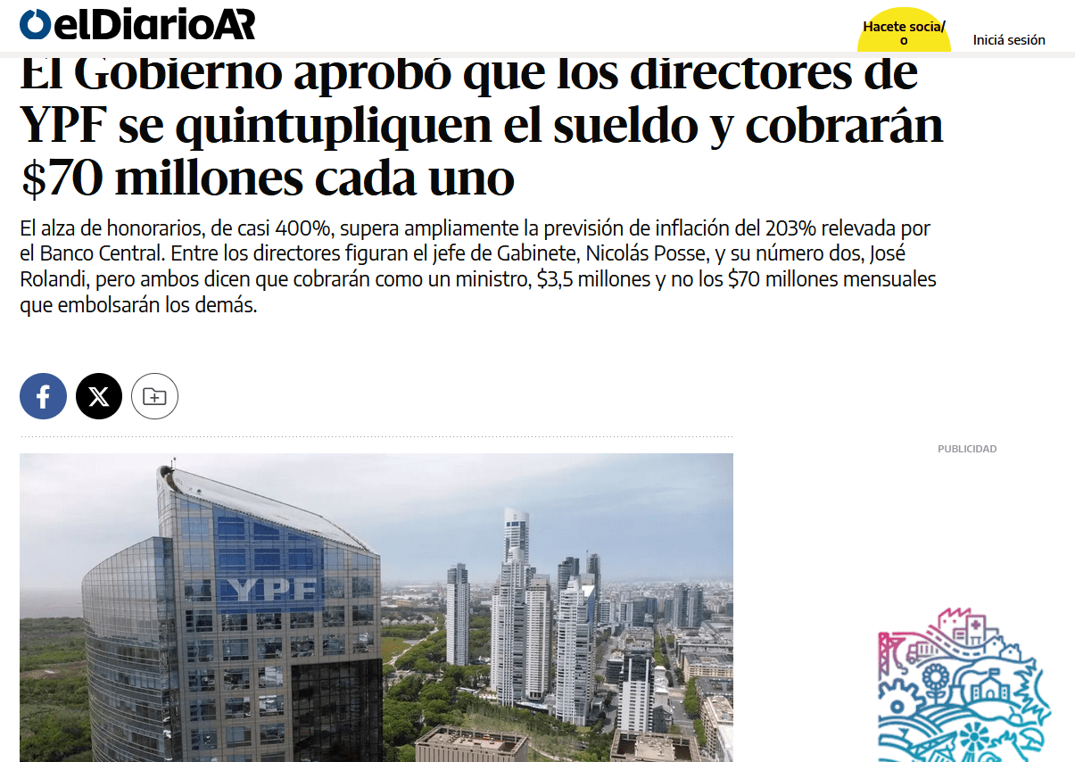 Gobierno aprobó que cobren 70 millones cada director de YPF