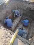 Reparación de caño maestro y visita de universitarios a Servicios Públicos