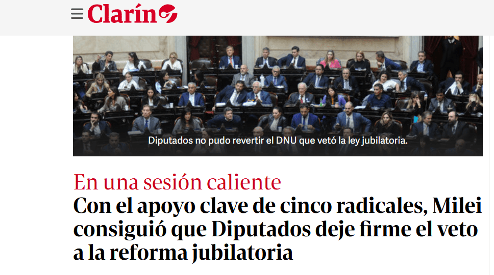 Gracias a los radicales no hay aumento a los jubilados