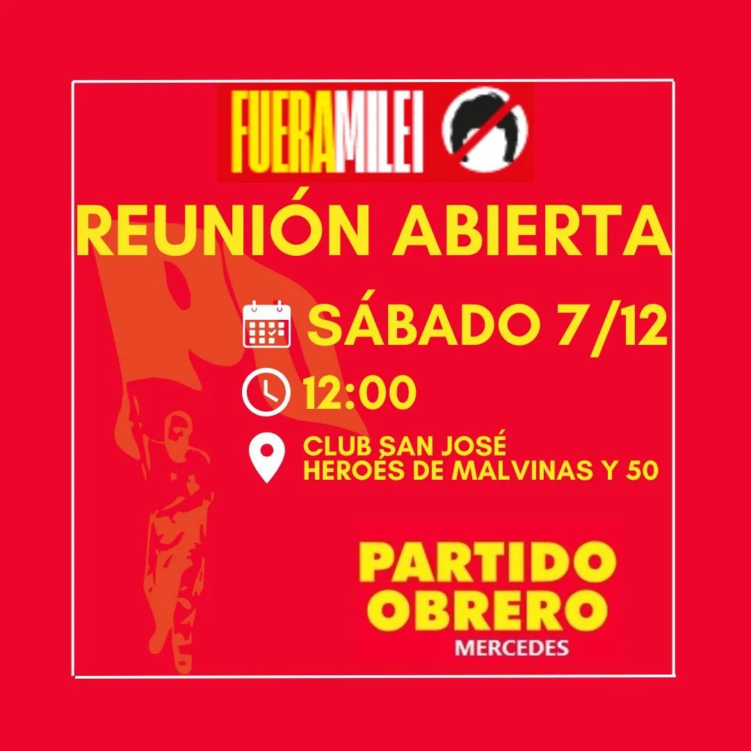 Partido obrero invita a asamblea abierta