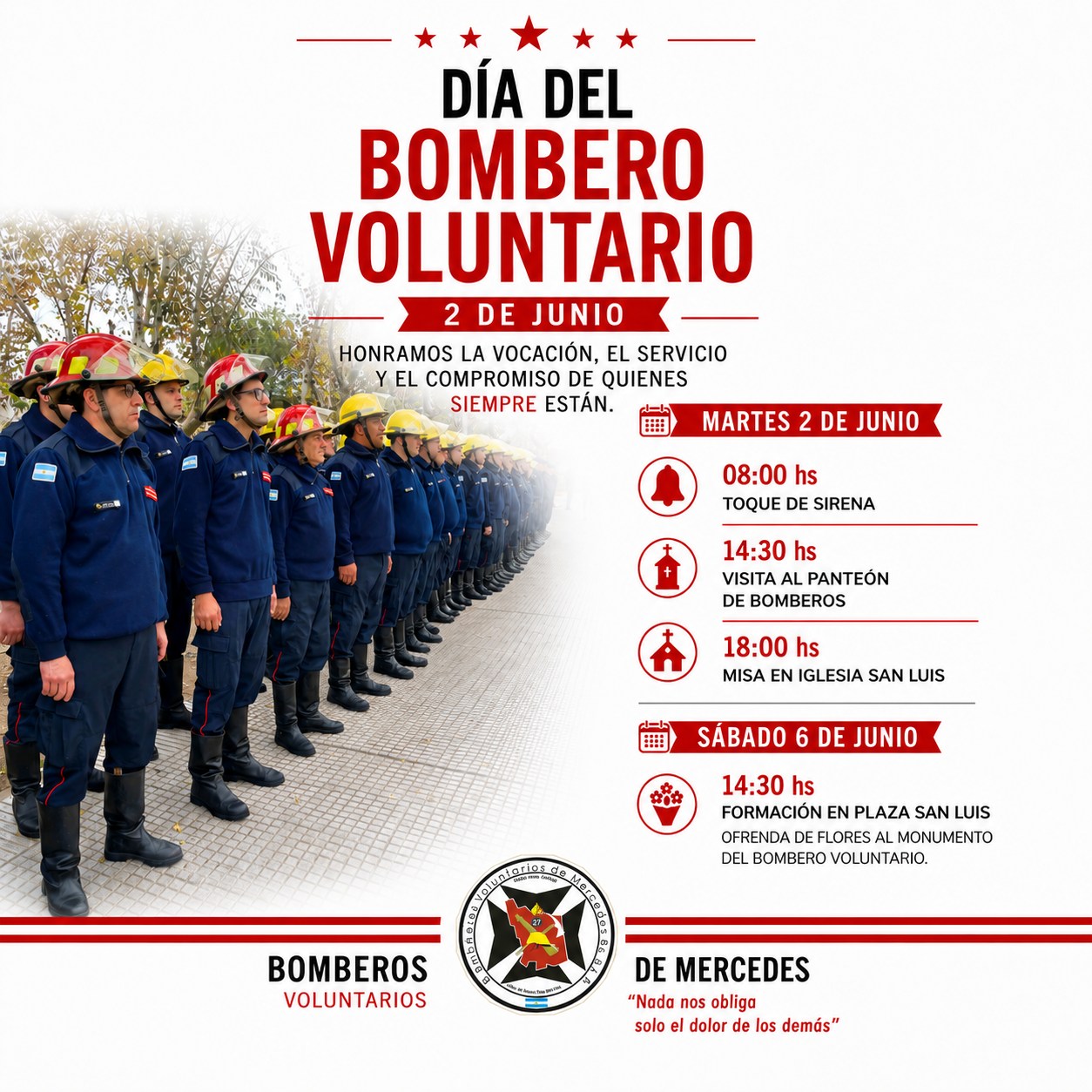 a celebrar el Día del Bombero Voluntario en Mercedes