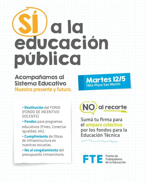"Sí a la Educación Pública": convocan a una movilización en Plaza San Martín