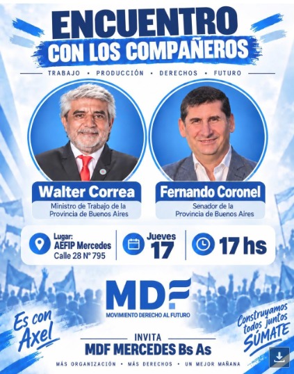 MDF realizará encuentro con la presencia de Walter Correa y Fernando Coronel
